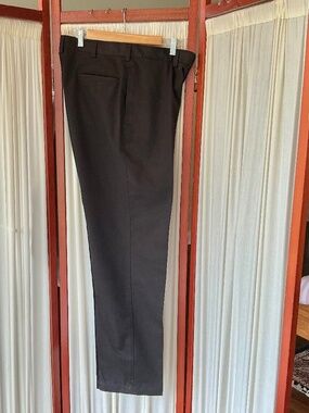 Savane Mens Black Casual Cotton Pants Flat Front Size 34x32